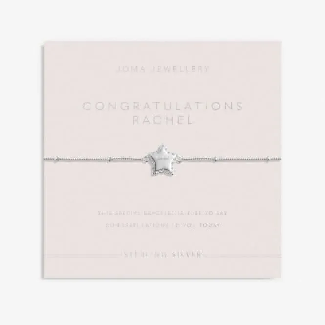 Sterling Silver Congratulations Star Pave 16cm   3cm Bracelet JJS0008