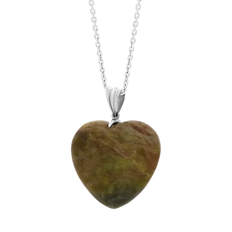 Sterling Silver Connemara Fluted Bail Extra Large Carved Heart Necklace D