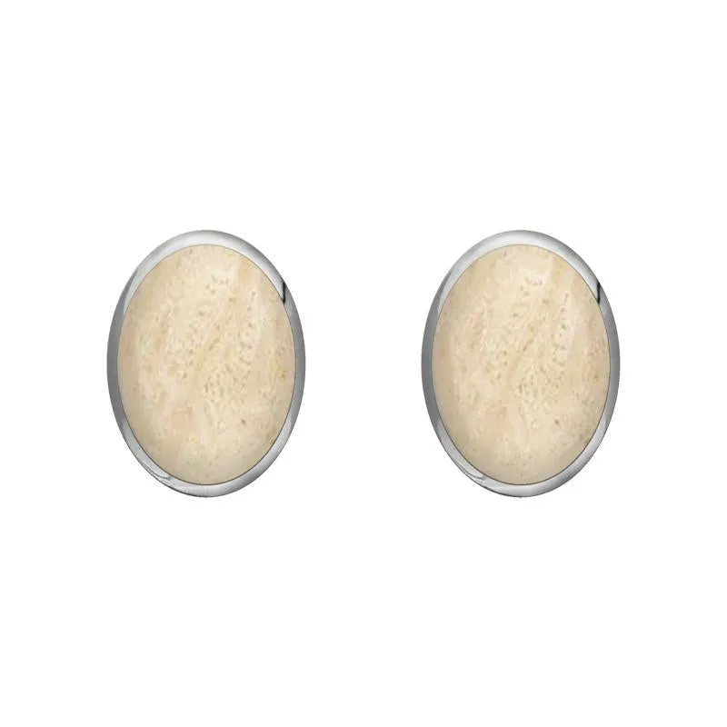 Sterling Silver Coquina 7 x 5mm Classic Small Oval Stud Earrings