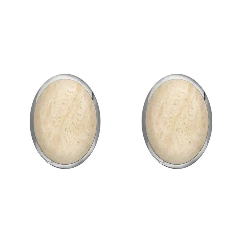 Sterling Silver Coquina 8 x 6mm Classic Medium Oval Stud Earrings