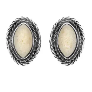 Sterling Silver Coquina Foxtail Small Marquise Stud Earrings