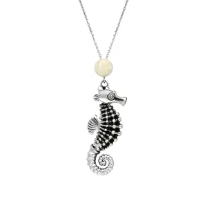 Sterling Silver Coquina Large Seahorse Stone Top Necklace
