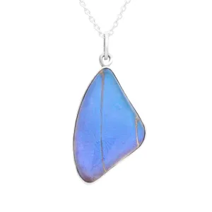Sterling Silver Crystal Blue Butterfly Wing Necklace
