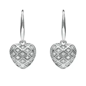 Sterling Silver Cubic Zirconia Heart Hook Drop Earrings D