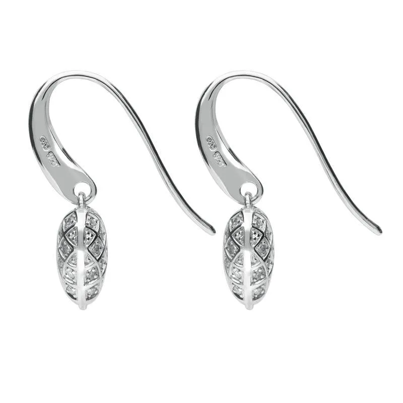 Sterling Silver Cubic Zirconia Heart Hook Drop Earrings D