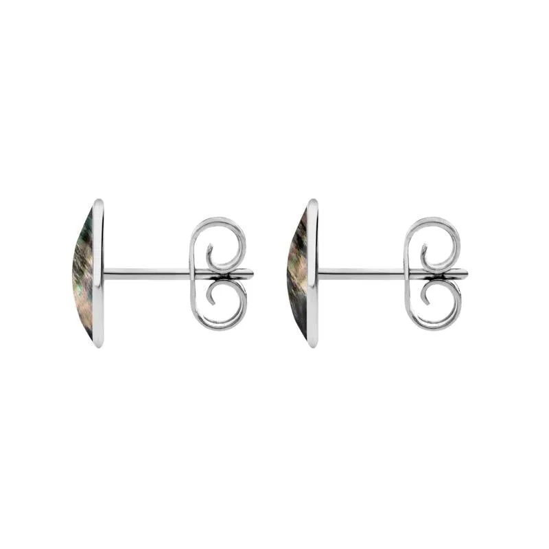 Sterling Silver Dark Mother of Pearl 8 x 10mm Classic Large Oval Stud Earrings