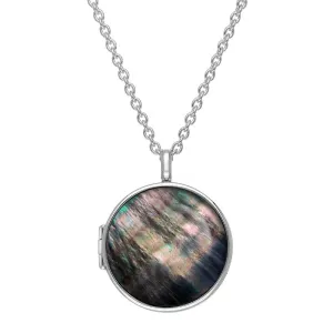 Sterling Silver Dark Mother of Pearl Large Round Locket