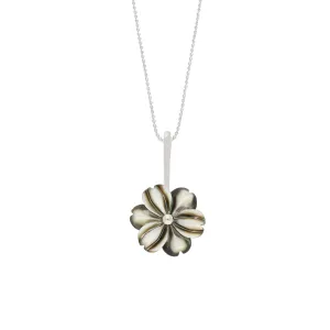 Sterling Silver Dark Mother of Pearl Tuberose 18mm Dahlia Necklace