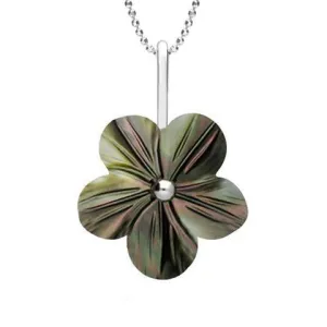 Sterling Silver Dark Mother of Pearl Tuberose 22mm Desert Rose Necklace