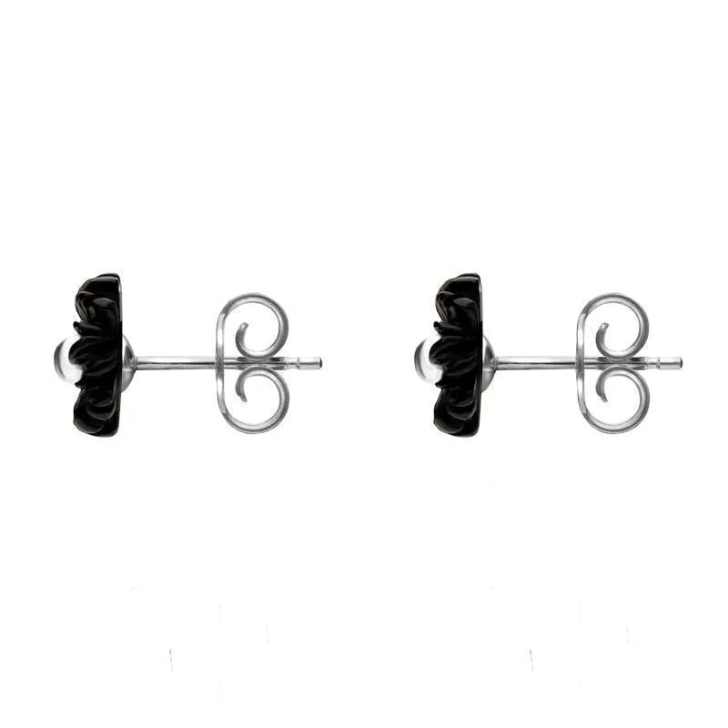 Sterling Silver Dark Mother of Pearl Tuberose 6mm Daisy Stud Earrings