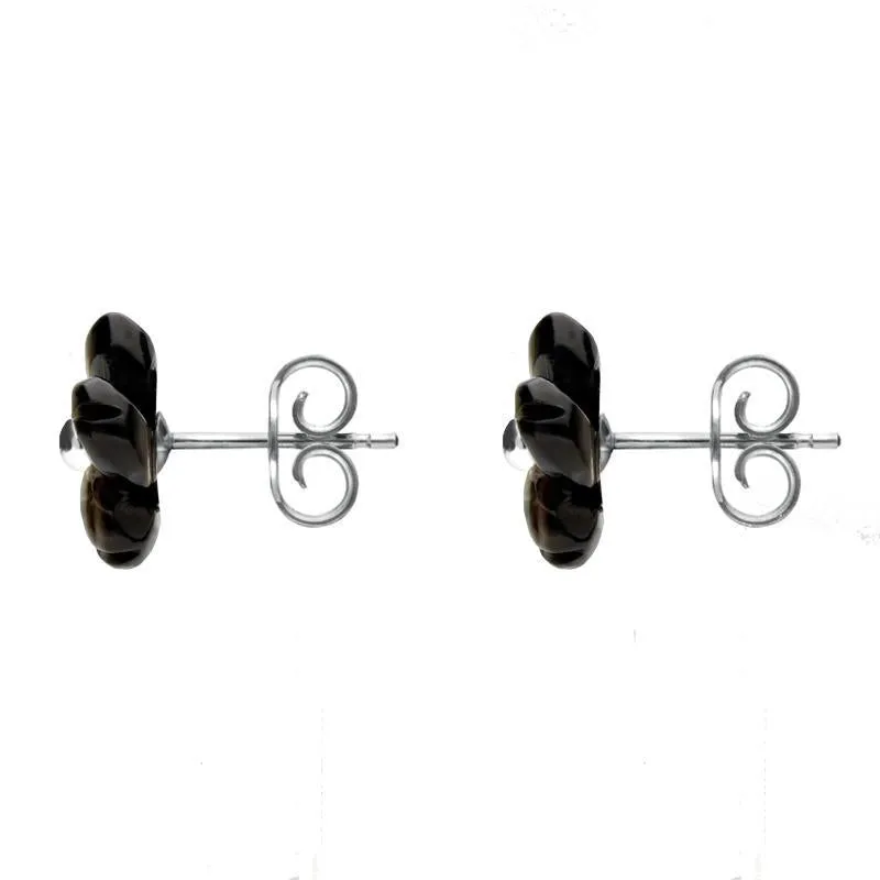 Sterling Silver Dark Mother of Pearl Tuberose 8mm Gypsophila Stud Earrings