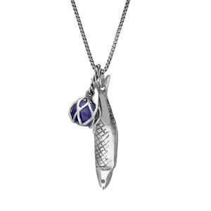 Sterling Silver Emma Stothard Silver Darling Lapis Lazuli Float Petite Charm Necklace
