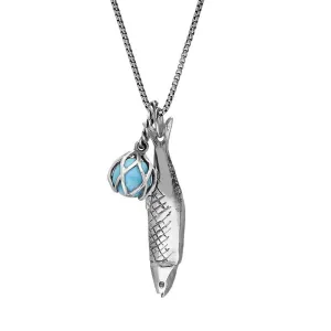 Sterling Silver Emma Stothard Silver Darling Turquoise Float Petite Charm Necklace