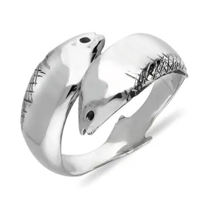 Sterling Silver Emma Stothard Silver Darling Wide Crossover Ring