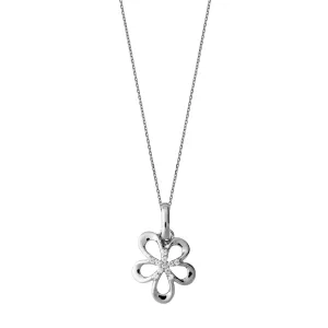 Sterling Silver Five Petal Open Flower Necklace