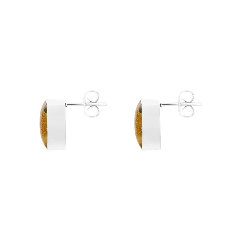 Sterling Silver Flower Square Stud Earrings D