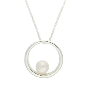 Sterling Silver Freshwater Pearl Circle Necklace D
