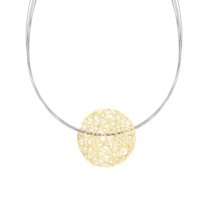 Sterling Silver Gold Plated Open Wire Disc Necklace D
