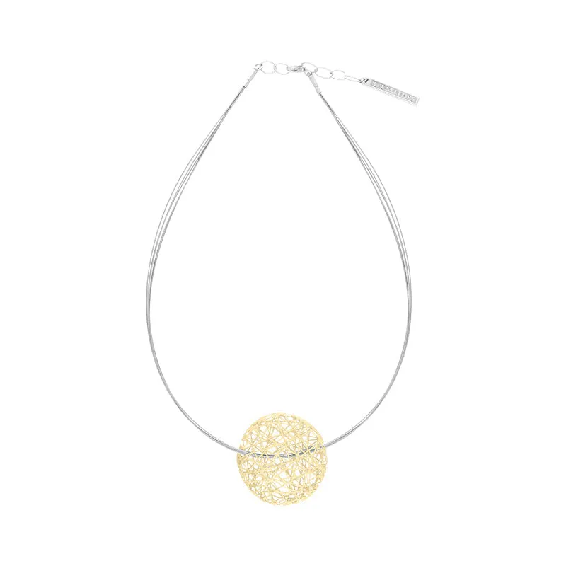 Sterling Silver Gold Plated Open Wire Disc Necklace D