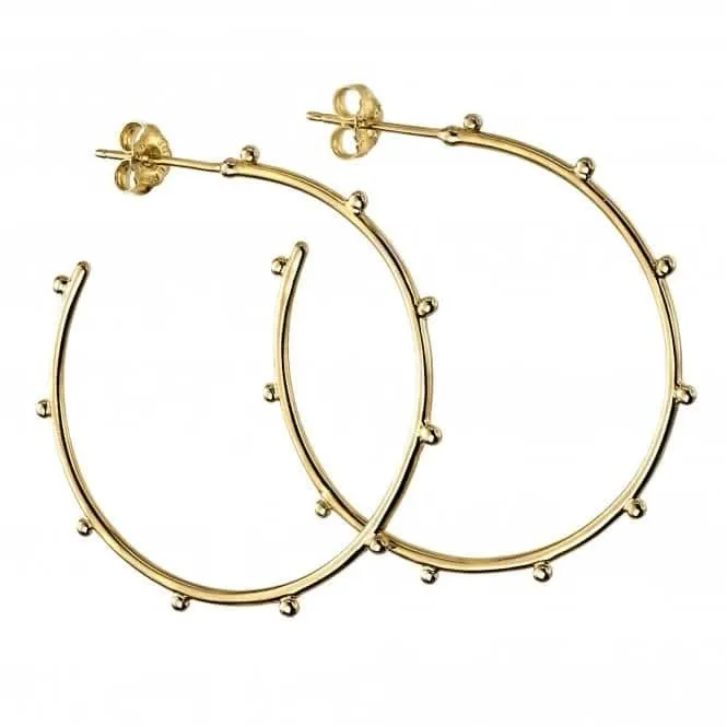 Sterling Silver Gold Plated Studded 3/4 Hoop Earrings E5859