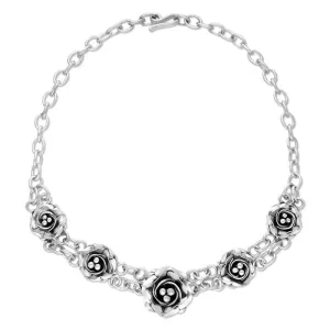 Sterling Silver Graduating Roses Necklace