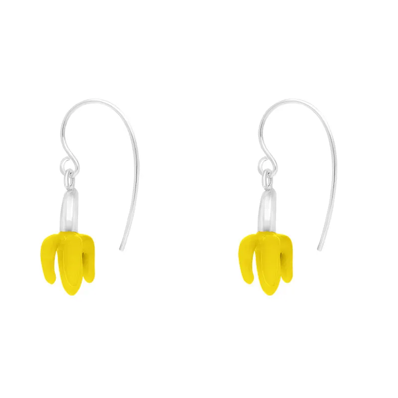 Sterling Silver House & Garden Yellow Peeled Banana Earrings D