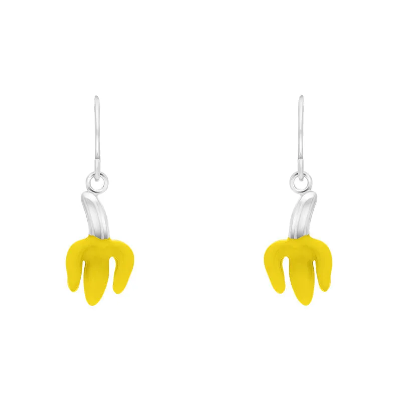 Sterling Silver House & Garden Yellow Peeled Banana Earrings D
