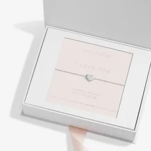 Sterling Silver I Love You Heart Pave 16cm   3cm Bracelet JJS0002