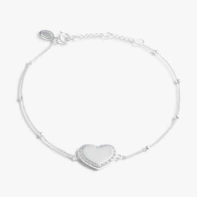 Sterling Silver I Love You Heart Pave 16cm   3cm Bracelet JJS0002