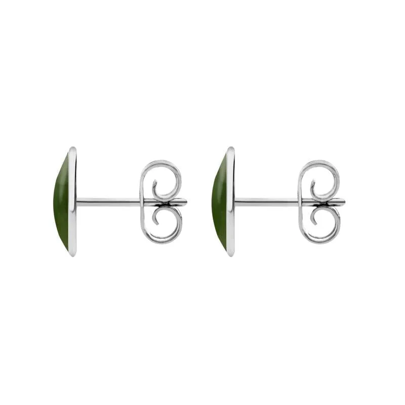 Sterling Silver Jade 8 x 10mm Classic Large Oval Stud Earrings