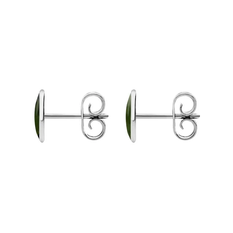 Sterling Silver Jade 8 x 6mm Classic Medium Oval Stud Earrings