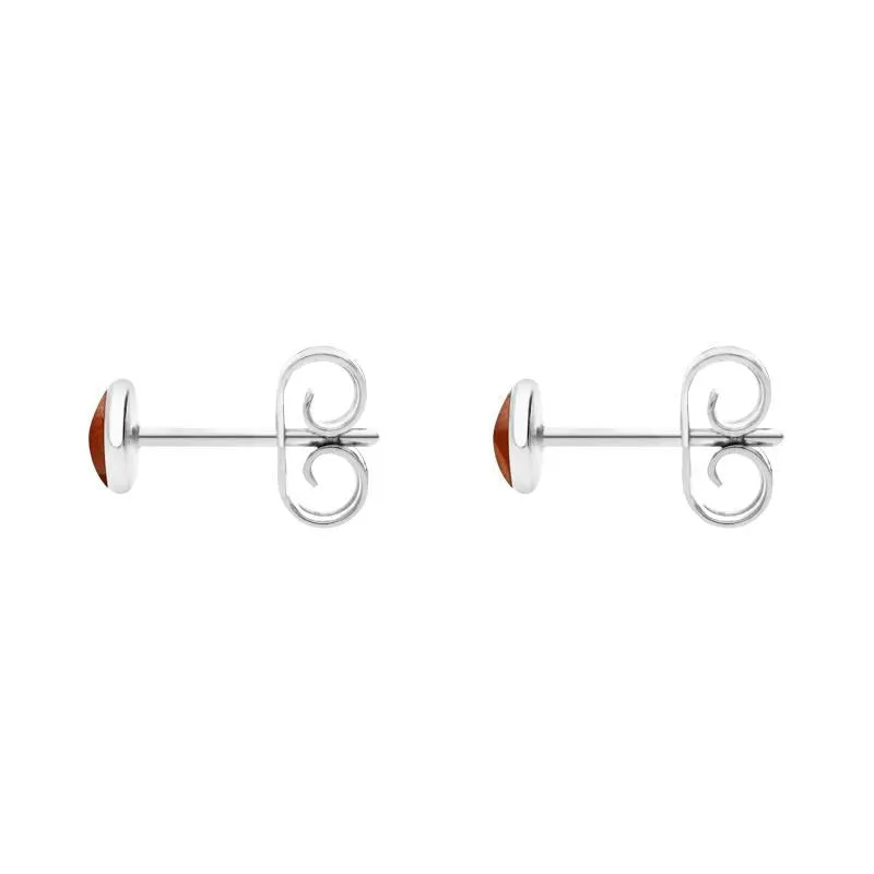 Sterling Silver Jasper 4mm Classic Small Round Stud Earrings
