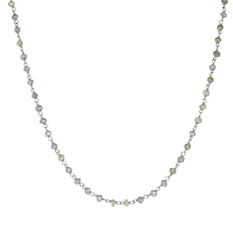 Sterling Silver Labradorite  4mm Bead Chain Link Necklace