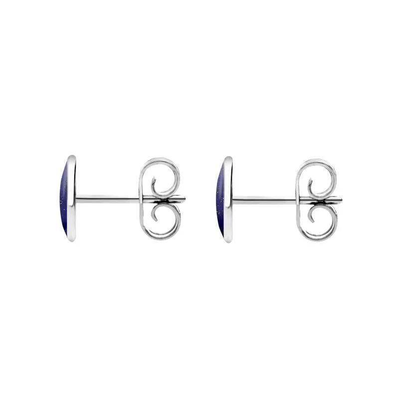 Sterling Silver Lapis Lazuli 7 x 5mm Classic Small Oval Stud Earrings