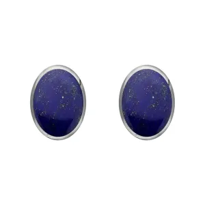 Sterling Silver Lapis Lazuli 7 x 5mm Classic Small Oval Stud Earrings