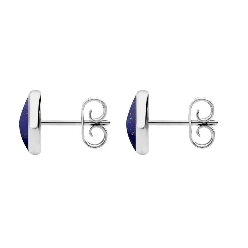 Sterling Silver Lapis Lazuli 8mm Classic Large Round Stud Earrings