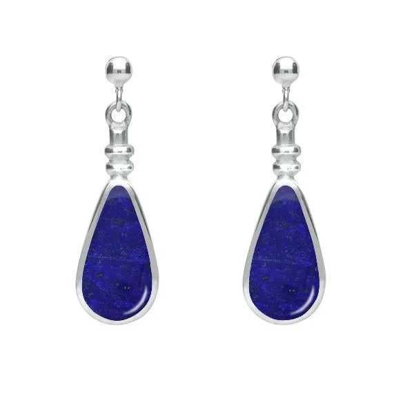 Sterling Silver Lapis Lazuli Bottle Top Pear Drop Earrings