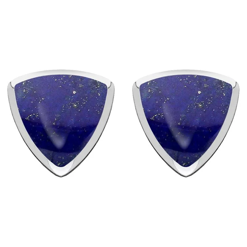 Sterling Silver Lapis Lazuli Curved Triangle Stud Earrings