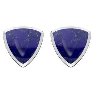 Sterling Silver Lapis Lazuli Curved Triangle Stud Earrings
