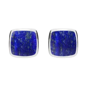 Sterling Silver Lapis Lazuli Cushion Stud Earrings