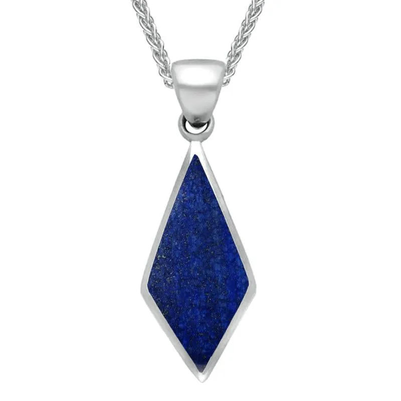 Sterling Silver Lapis Lazuli Diamond Shaped Necklace