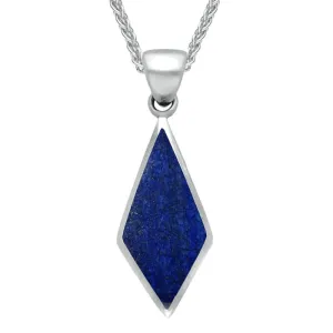 Sterling Silver Lapis Lazuli Diamond Shaped Necklace