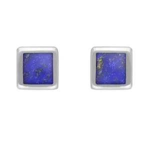Sterling Silver Lapis Lazuli Dinky Square Stud Earrings