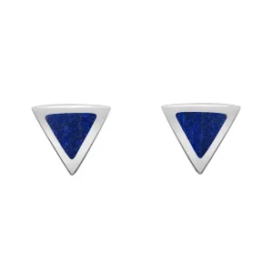 Sterling Silver Lapis Lazuli Dinky Triangle Stud Earrings