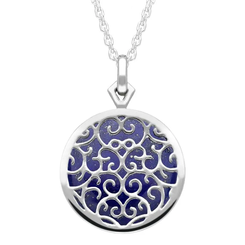 Sterling Silver Lapis Lazuli Flore Filigree Necklace