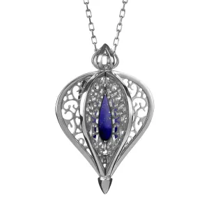 Sterling Silver Lapis Lazuli Flore Filigree Small Necklace