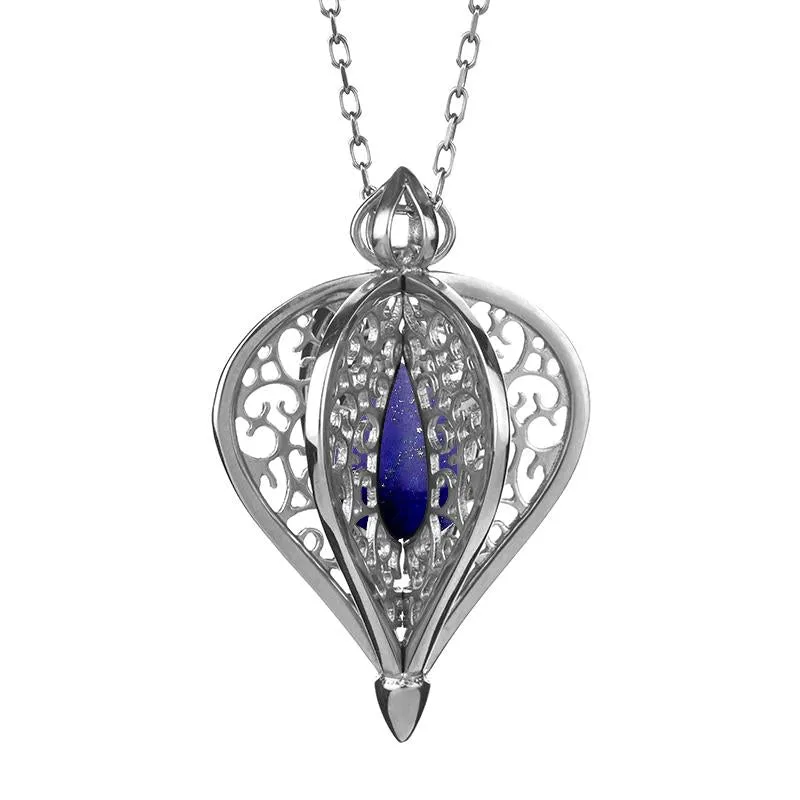 Sterling Silver Lapis Lazuli Flore Filigree Small Necklace