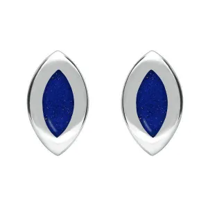 Sterling Silver Lapis Lazuli Framed Marquise Stud Earrings