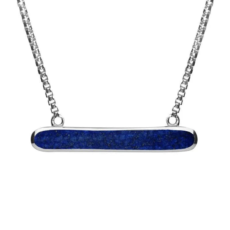 Sterling Silver Lapis Lazuli Lineaire Oval Necklace