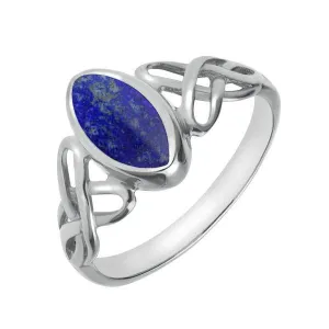 Sterling Silver Lapis Lazuli Marquise Celtic Ring